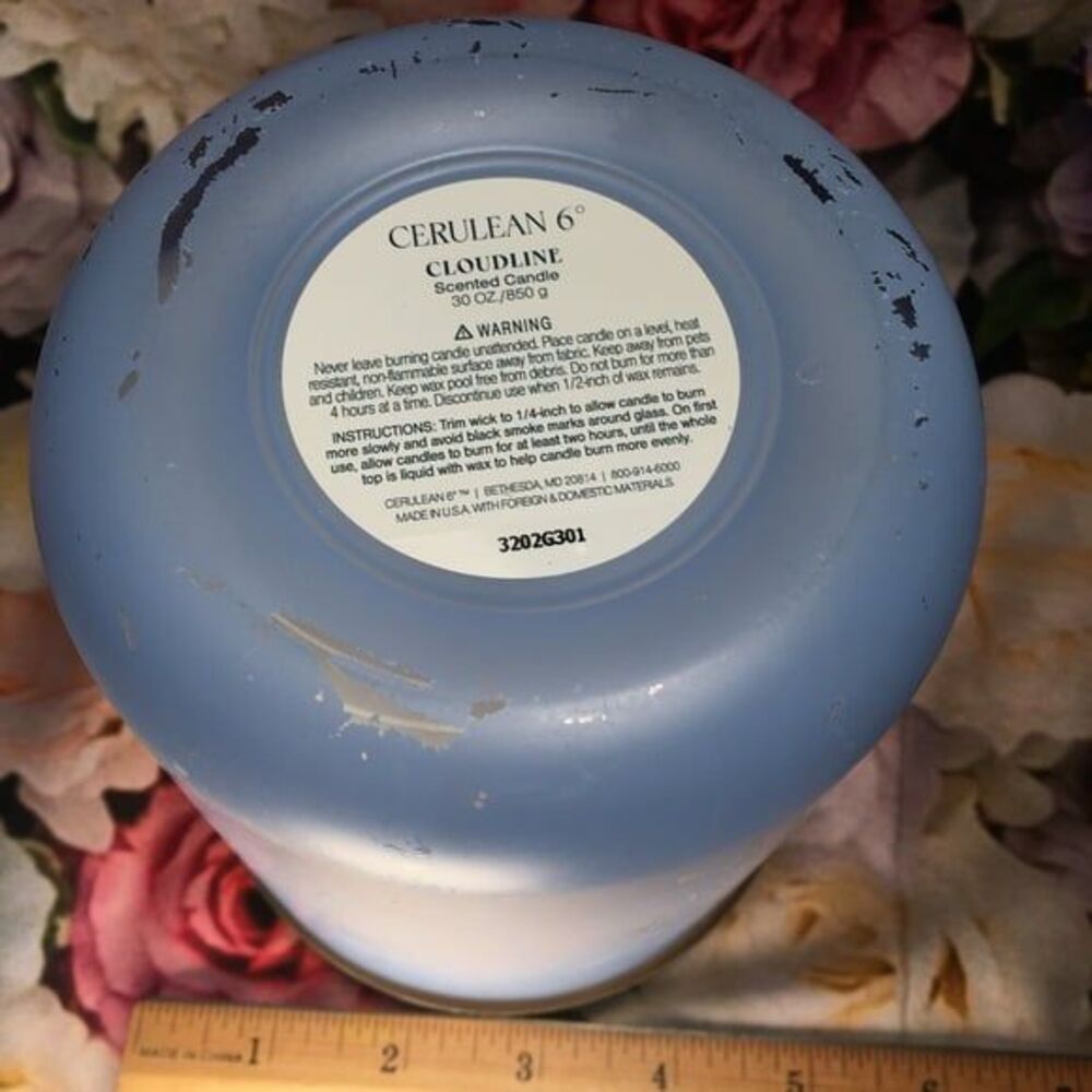 Cerulean 6 Cloudline scented candle blue large glass jar 30 oz 850 g - Picture 8 of 10